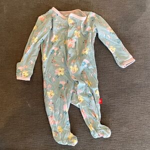 Magnetic Me Floral Footie Pajamas - Blue